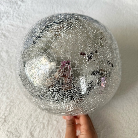 Ethereal Silver Glass Art Bowl with Vintage Texture - Picture 3 of 5